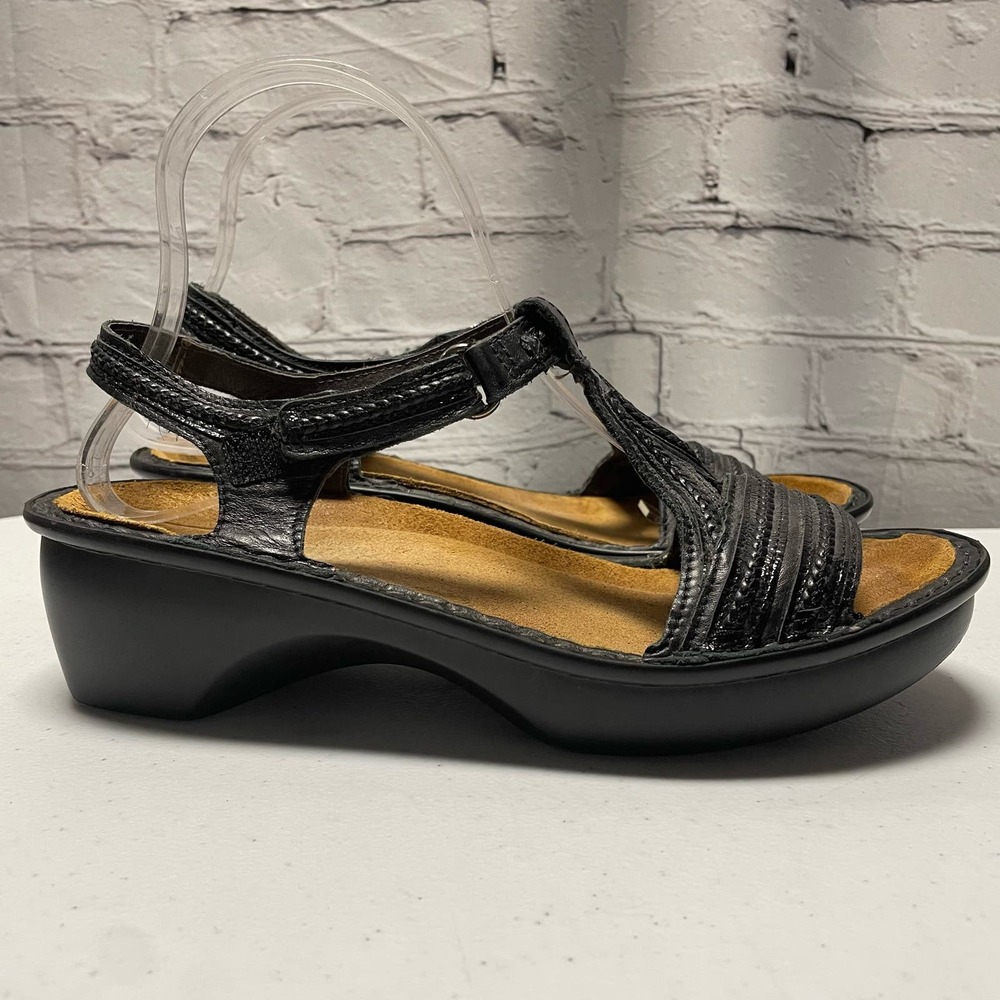 Naot Nara Black Leather Sandals Size 38